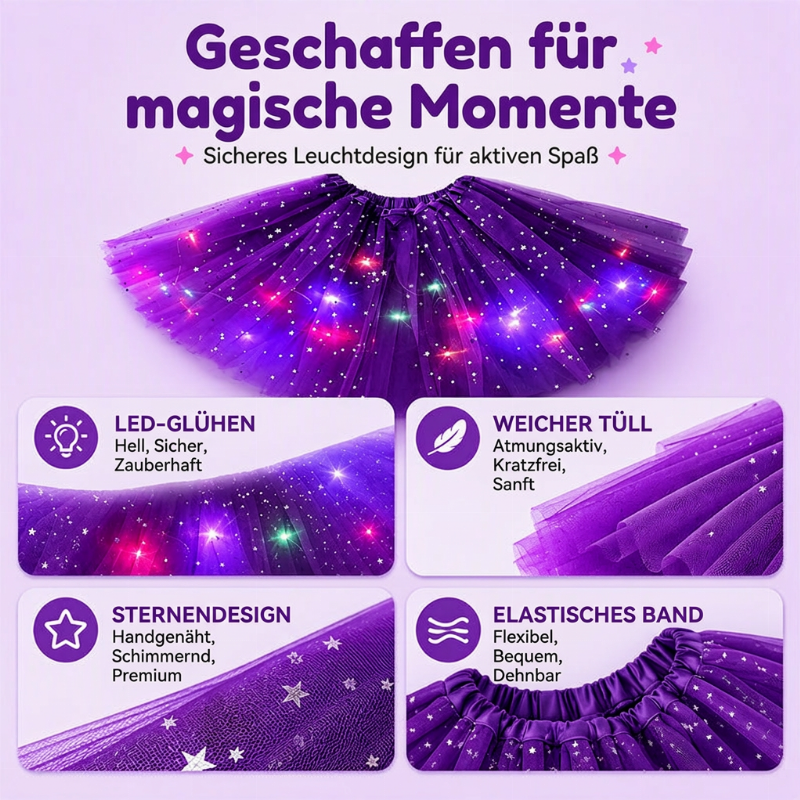 🎁💃 LED-Leucht-Pailletten-Tütü-Rock | Kein langweiliger Party-Look – Leuchtend, funkelnd & bequem für Mädchen und Erwachsene ✨