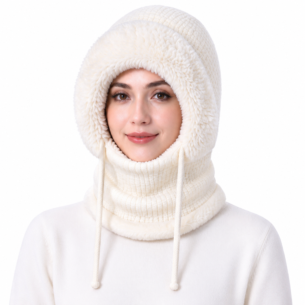 🧶🧣 Damen Outdoor-Wintermütze mit integriertem Halswärmer & Maske – Verdicktes Strickset ❄️