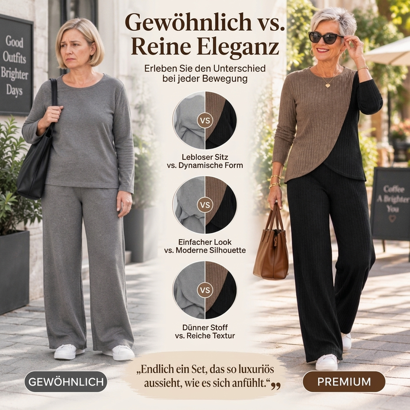 🍂💞 Rippstrick-Set für Damen – Colorblock, bequemes Zweiteiler-Set (EU 34-54)