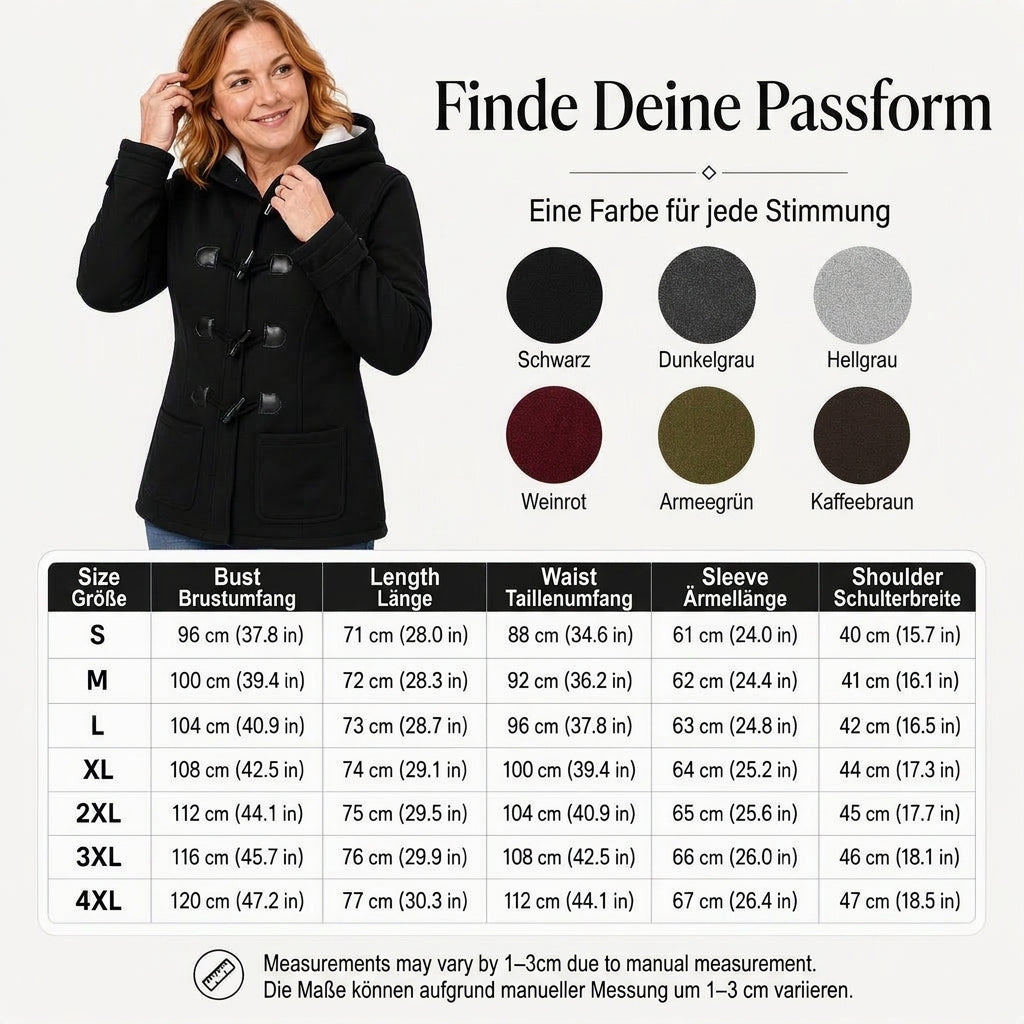 🧥❄️ Warme Damen-Winterjacke – Kapuze, Toggle-Verschluss, gemütlicher Winterschutz 🌨️