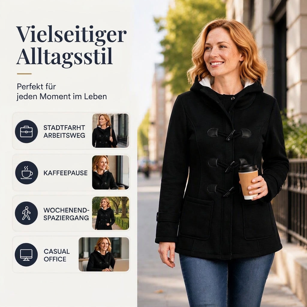 🧥❄️ Warme Damen-Winterjacke – Kapuze, Toggle-Verschluss, gemütlicher Winterschutz 🌨️