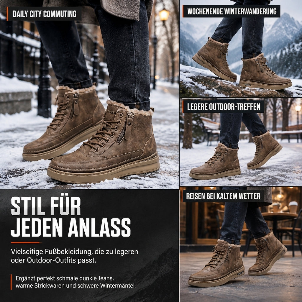 🥾❄️ Herren High-Top Schneestiefel – Verdickt, warme dicke Sohle