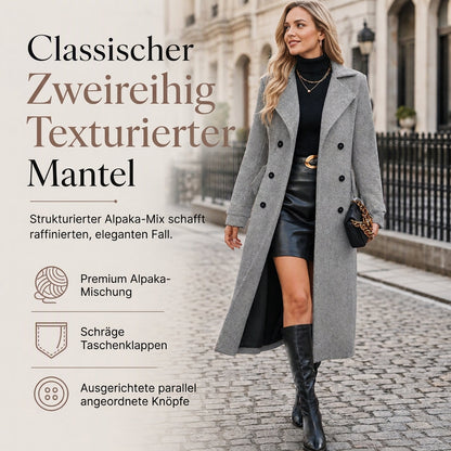 🧥✨ Damen Langer Doppelreiher-Mantel – Strukturiert & Elegant für Business (EU 34-48)