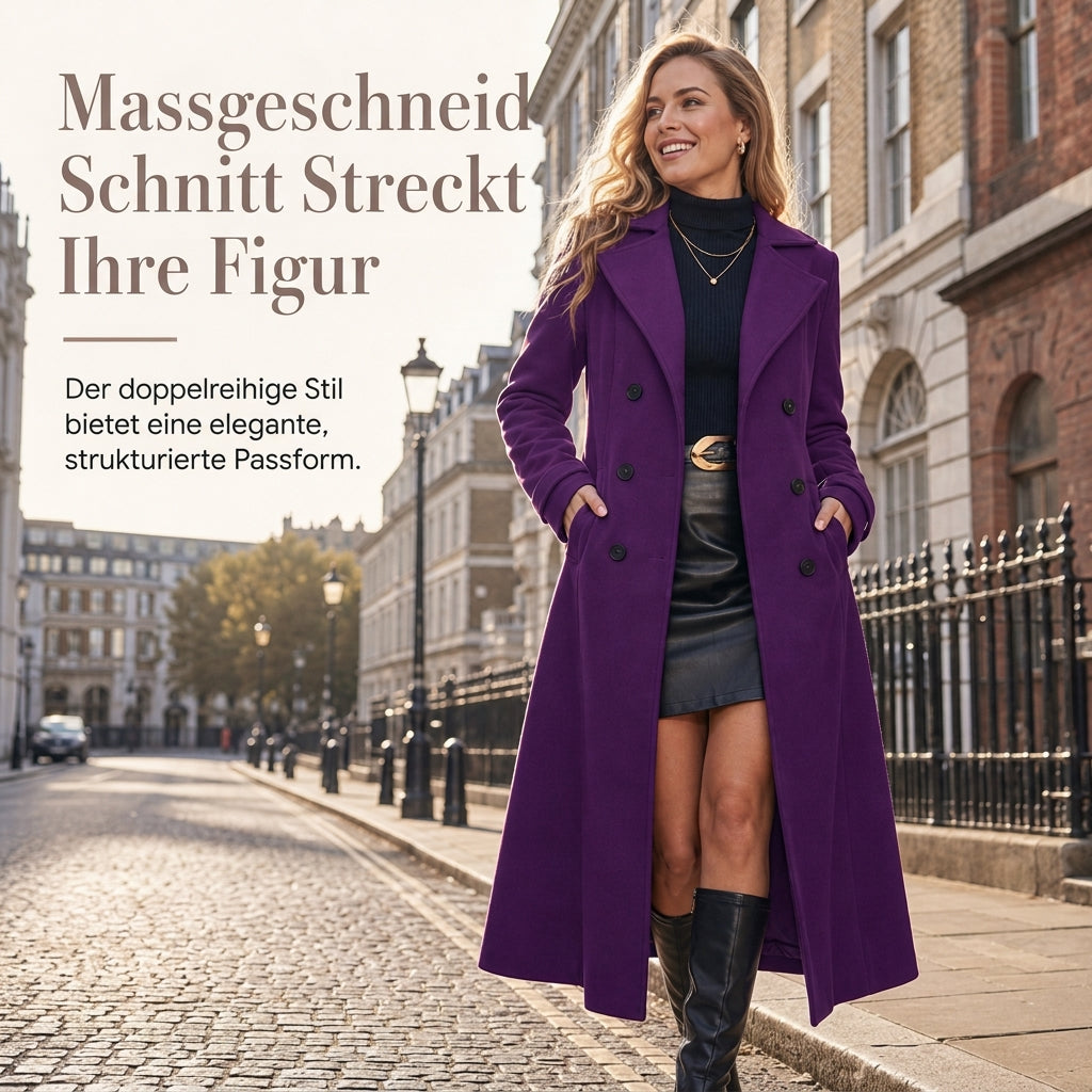 🧥✨ Damen Langer Doppelreiher-Mantel – Strukturiert & Elegant für Business (EU 34-48)