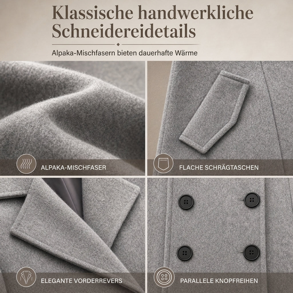 🧥✨ Damen Langer Doppelreiher-Mantel – Strukturiert & Elegant für Business (EU 34-48)