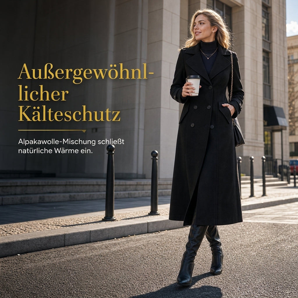 🧥✨ Damen Langer Doppelreiher-Mantel – Strukturiert & Elegant für Business (EU 34-48)