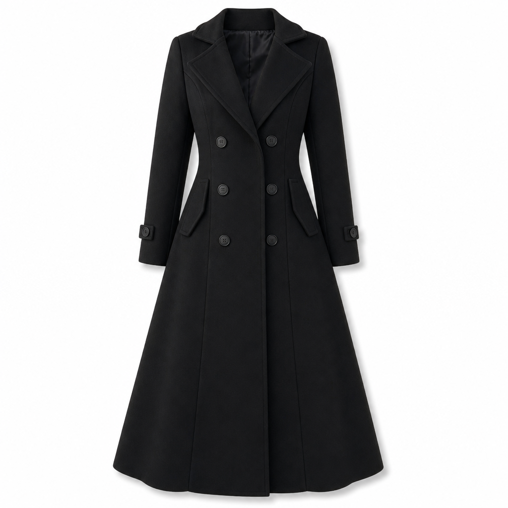 🧥✨ Damen Langer Doppelreiher-Mantel – Strukturiert & Elegant für Business (EU 34-48)