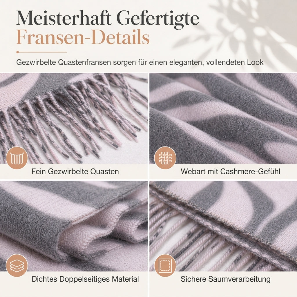 🦓✨ Damen Winter-Stola mit Zebra-Print – Kunstkaschmir, Warm & Fransendetail ❄️