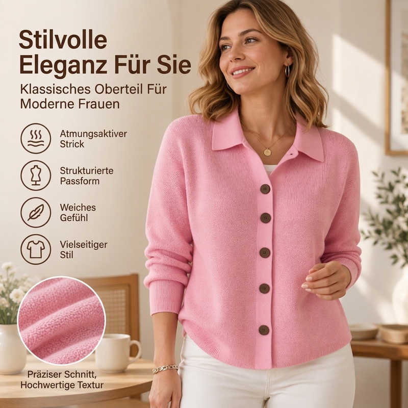 🧶✨ Damen Strickjacke mit Kragen – Knopfleiste, Bequem & Stilvoll 🍂  (EU 34-54)