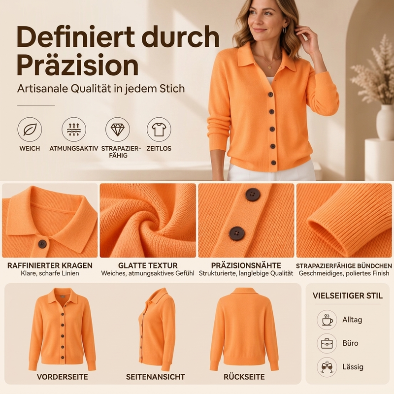 🧶✨ Damen Strickjacke mit Kragen – Knopfleiste, Bequem & Stilvoll 🍂  (EU 34-54)