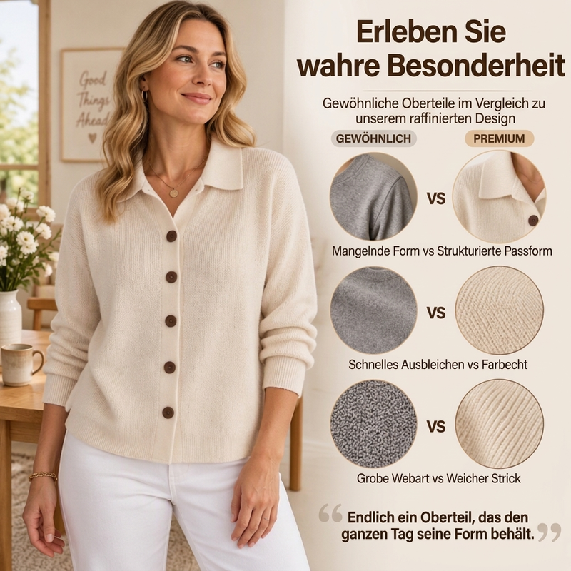 🧶✨ Damen Strickjacke mit Kragen – Knopfleiste, Bequem & Stilvoll 🍂  (EU 34-54)
