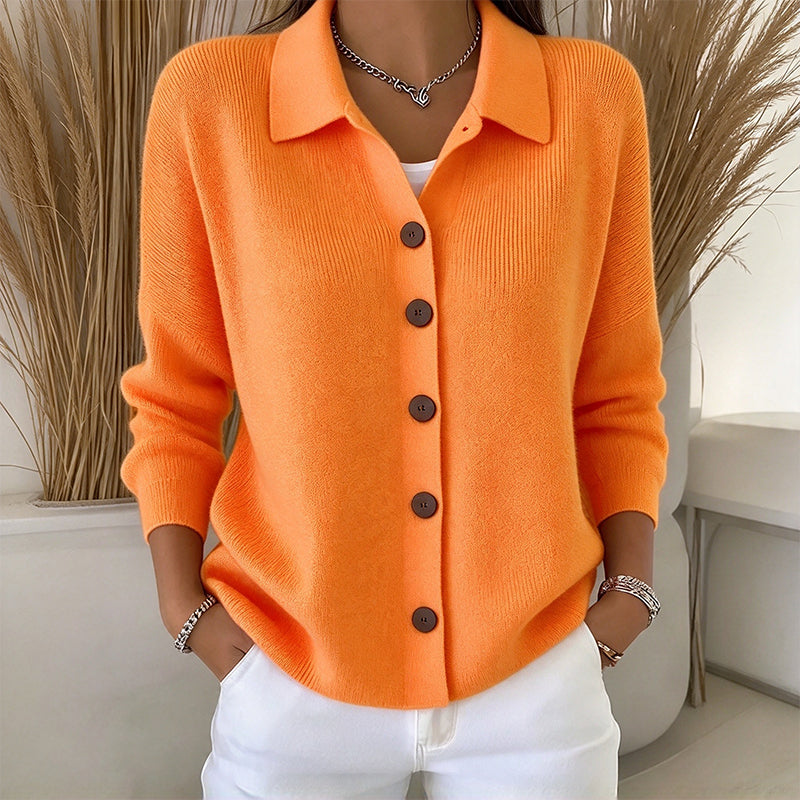 🧶✨ Damen Strickjacke mit Kragen – Knopfleiste, Bequem & Stilvoll 🍂  (EU 34-54)