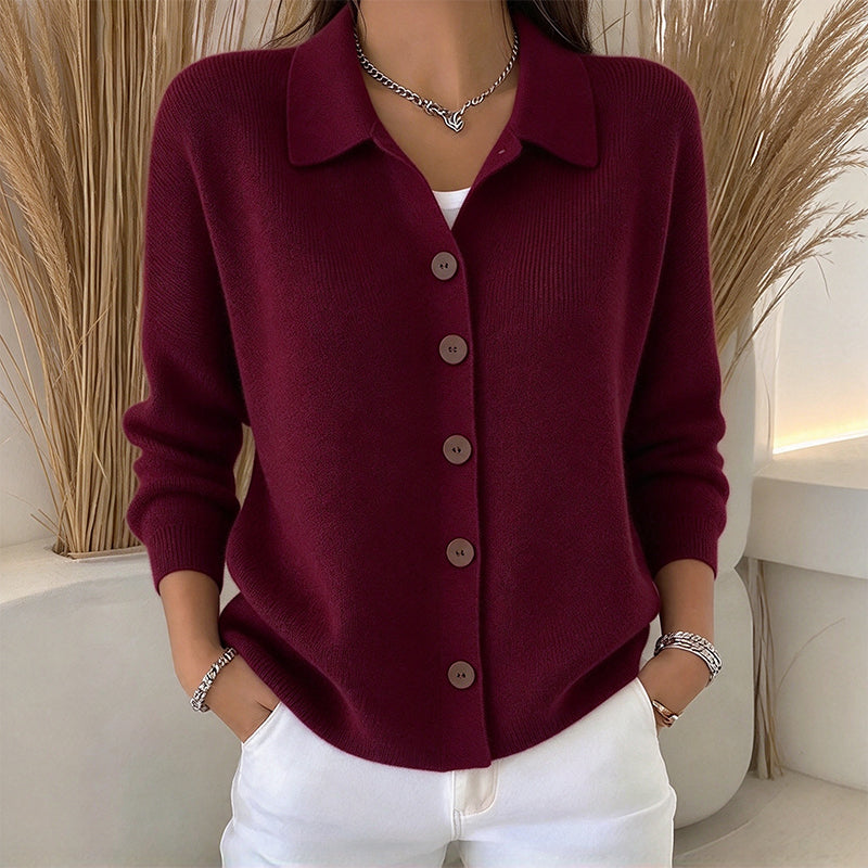 🧶✨ Damen Strickjacke mit Kragen – Knopfleiste, Bequem & Stilvoll 🍂  (EU 34-54)