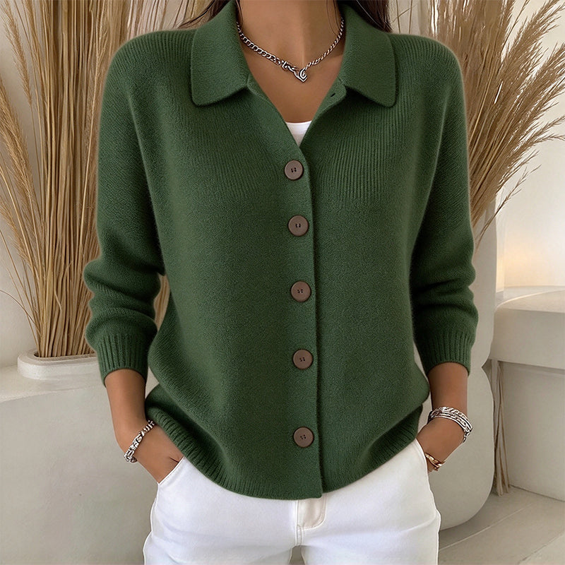 🧶✨ Damen Strickjacke mit Kragen – Knopfleiste, Bequem & Stilvoll 🍂  (EU 34-54)