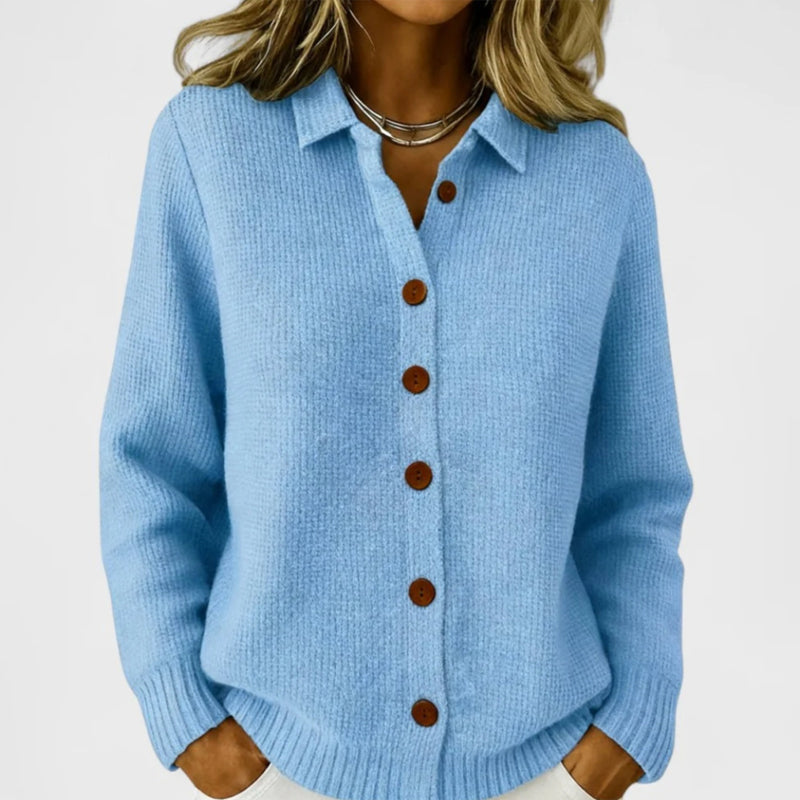 🧶✨ Damen Strickjacke mit Kragen – Knopfleiste, Bequem & Stilvoll 🍂  (EU 34-54)