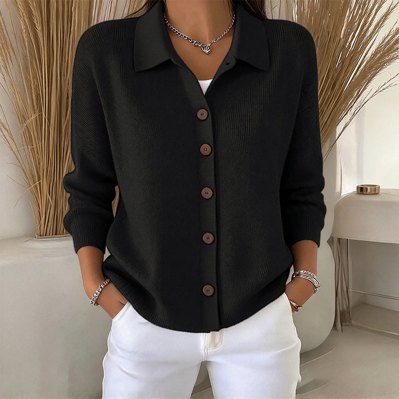 🧶✨ Damen Strickjacke mit Kragen – Knopfleiste, Bequem & Stilvoll 🍂  (EU 34-54)