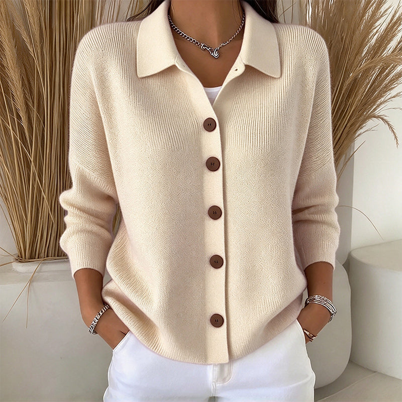 🧶✨ Damen Strickjacke mit Kragen – Knopfleiste, Bequem & Stilvoll 🍂  (EU 34-54)