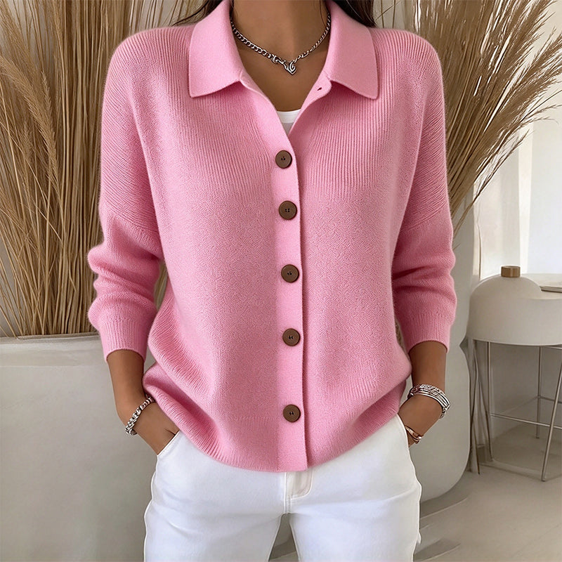 🧶✨ Damen Strickjacke mit Kragen – Knopfleiste, Bequem & Stilvoll 🍂  (EU 34-54)