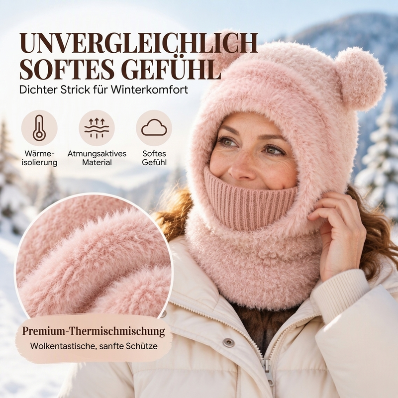 🐻✨ 3-in-1 Bärenmütze für den Winter – Inkl. Schal & Maske, Kuschelig ❄️