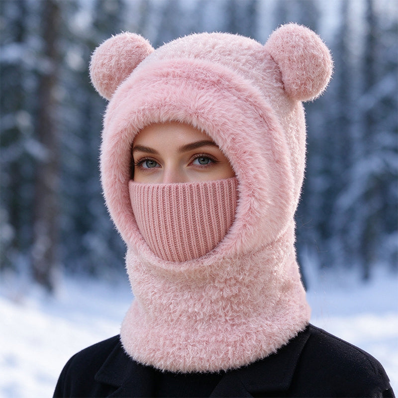 🐻✨ 3-in-1 Bärenmütze für den Winter – Inkl. Schal & Maske, Kuschelig ❄️