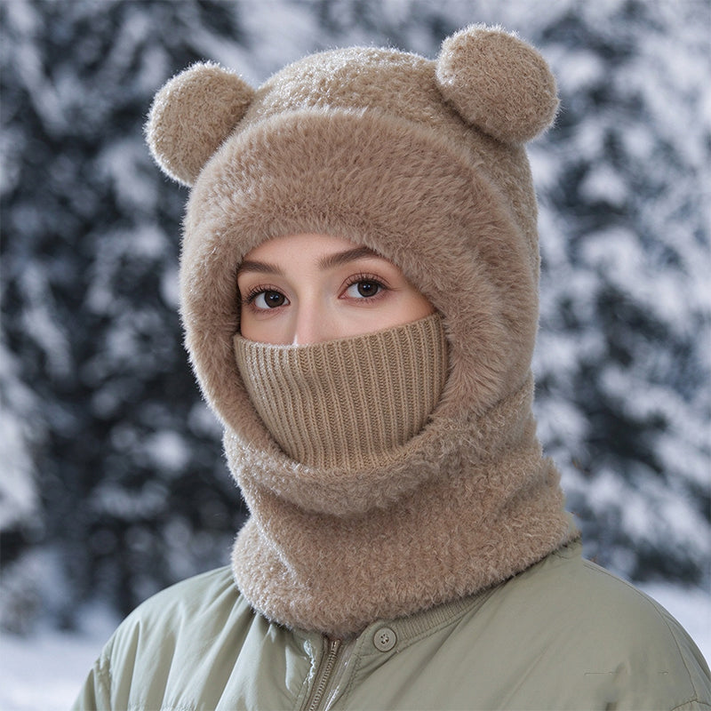 🐻✨ 3-in-1 Bärenmütze für den Winter – Inkl. Schal & Maske, Kuschelig ❄️