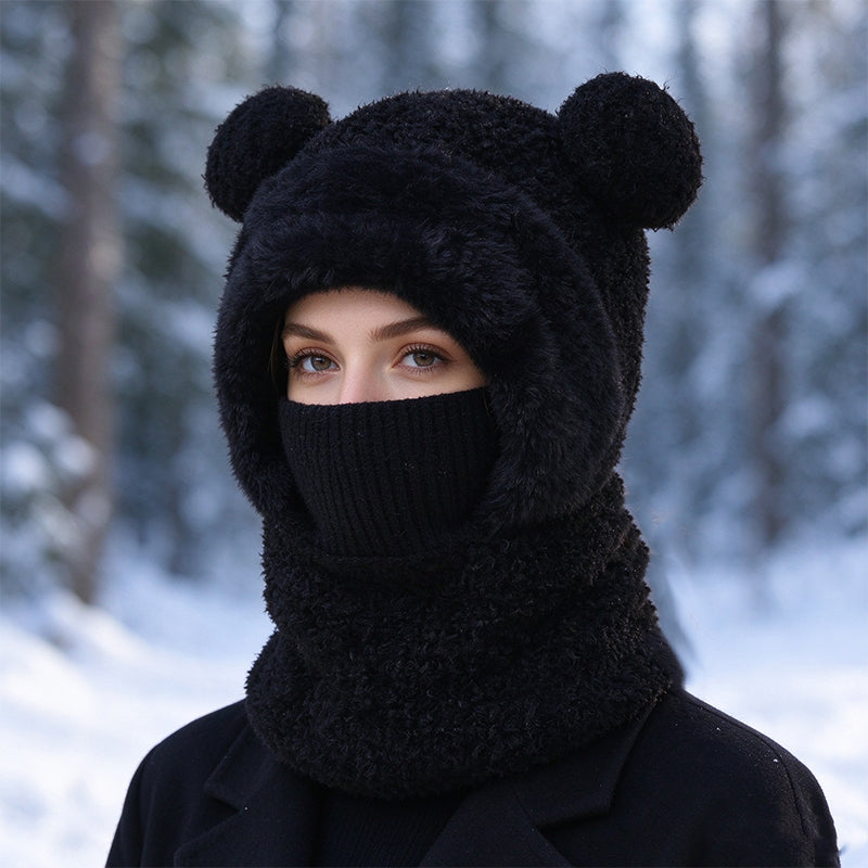 🐻✨ 3-in-1 Bärenmütze für den Winter – Inkl. Schal & Maske, Kuschelig ❄️