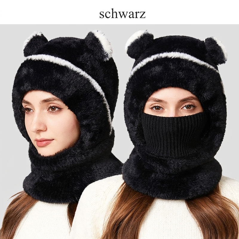 🐻✨ 3-in-1 Bärenmütze für den Winter – Inkl. Schal & Maske, Kuschelig ❄️