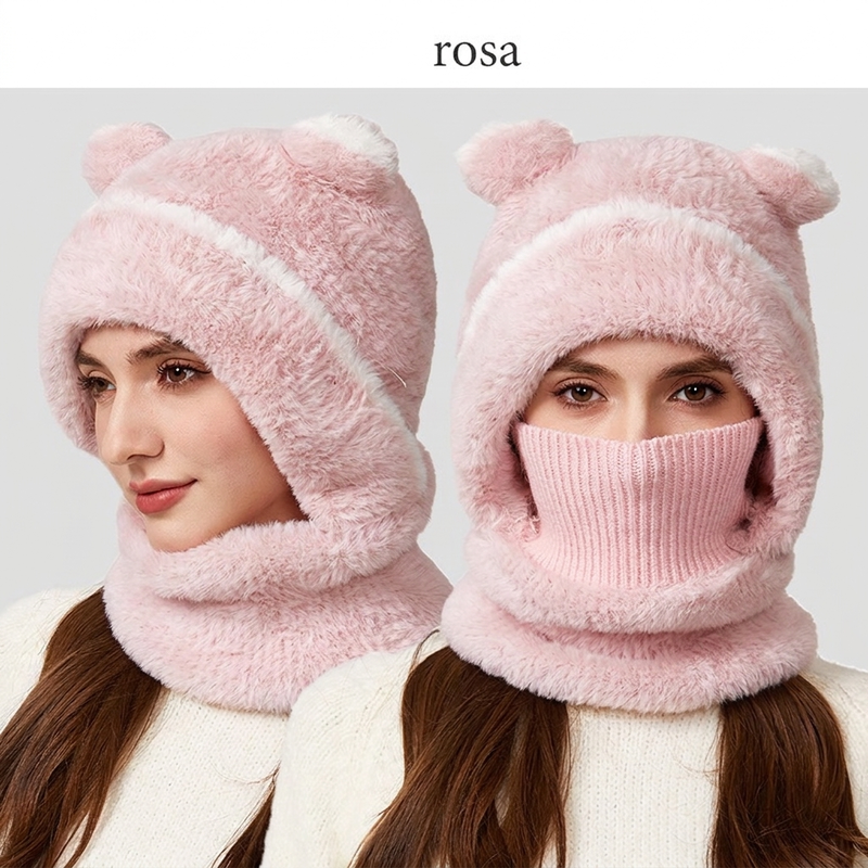 🐻✨ 3-in-1 Bärenmütze für den Winter – Inkl. Schal & Maske, Kuschelig ❄️