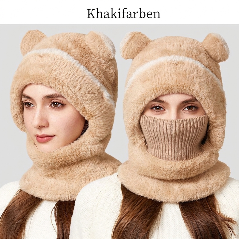 🐻✨ 3-in-1 Bärenmütze für den Winter – Inkl. Schal & Maske, Kuschelig ❄️
