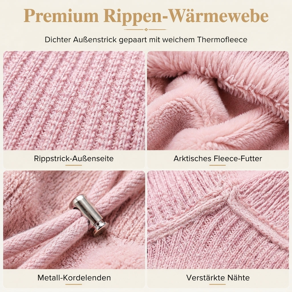 🧶🧣 Damen Outdoor-Wintermütze mit integriertem Halswärmer & Maske – Verdicktes Strickset ❄️