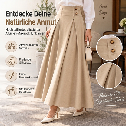 👗✨ Damen Plissierter A-Linien Maxirock – Hohe Taille & Fließend 🌸