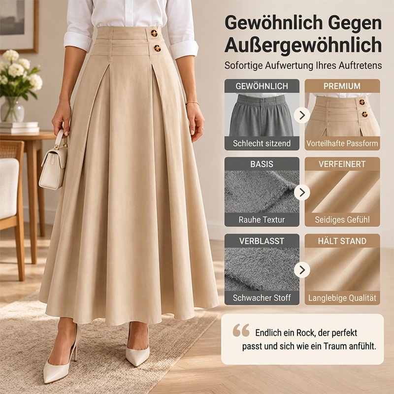 👗✨ Damen Plissierter A-Linien Maxirock – Hohe Taille & Fließend 🌸