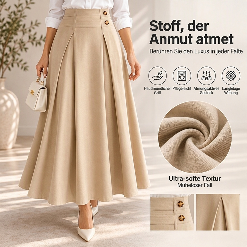 👗✨ Damen Plissierter A-Linien Maxirock – Hohe Taille & Fließend 🌸