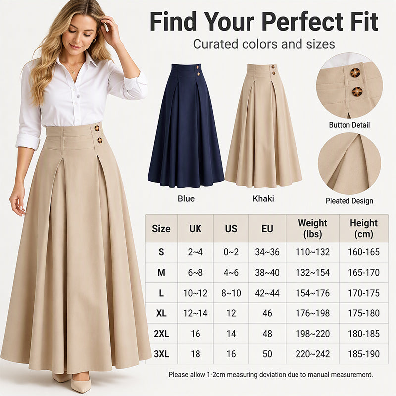 👗✨ Damen Plissierter A-Linien Maxirock – Hohe Taille & Fließend 🌸