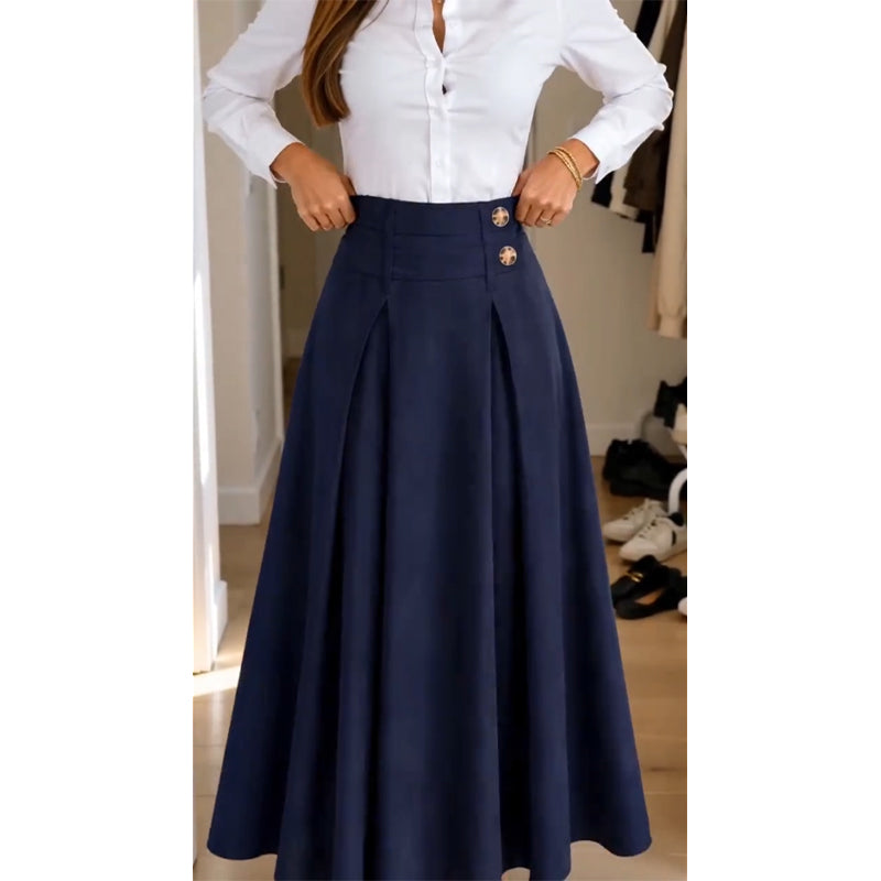 👗✨ Damen Plissierter A-Linien Maxirock – Hohe Taille & Fließend 🌸