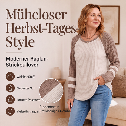 🧶✨ Damen Rippstrick-Top mit Langarm – Color-Block, Bequem & Stilvoll 🎨