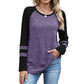 🧶✨ Damen Rippstrick-Top mit Langarm – Color-Block, Bequem & Stilvoll 🎨