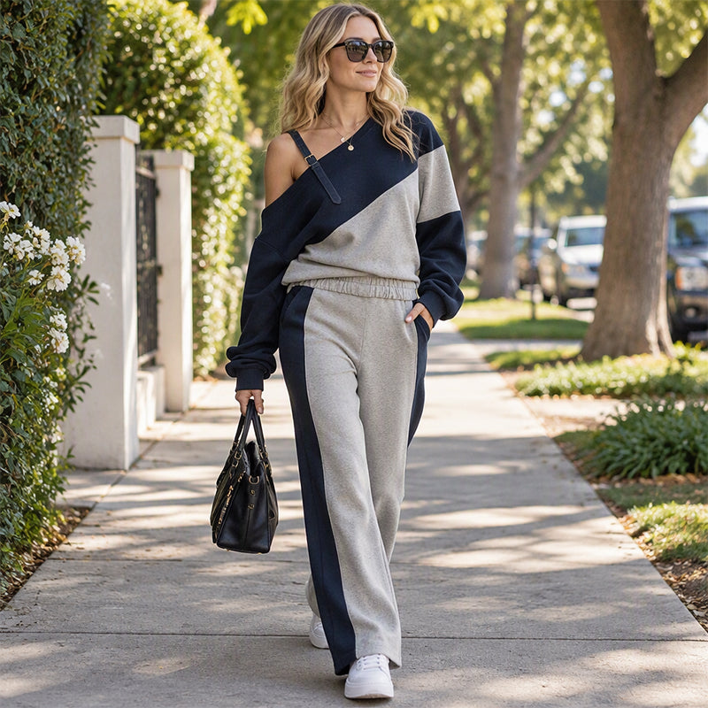 👗✨ Damen Träger-Zweiteiler im Color-Block – Freizeitlich, Bequem & Trendy 🎨