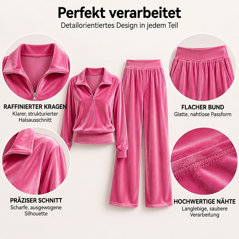 🏃‍♀️✨ Damen Retro-Zweiteiler mit Halbzip & Weitem Bein – Bequem & Trendy 🍂