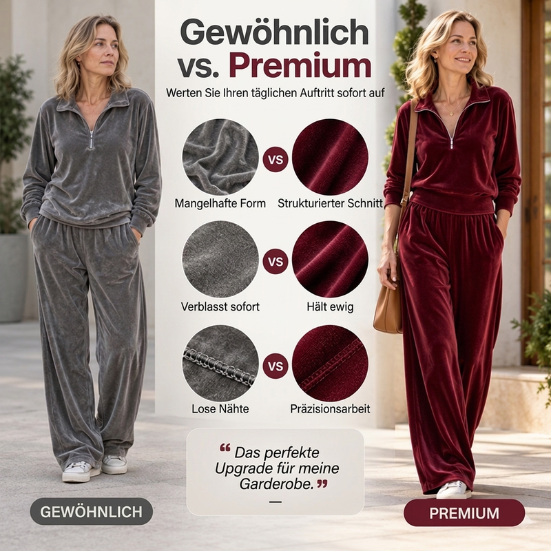 🏃‍♀️✨ Damen Retro-Zweiteiler mit Halbzip & Weitem Bein – Bequem & Trendy 🍂