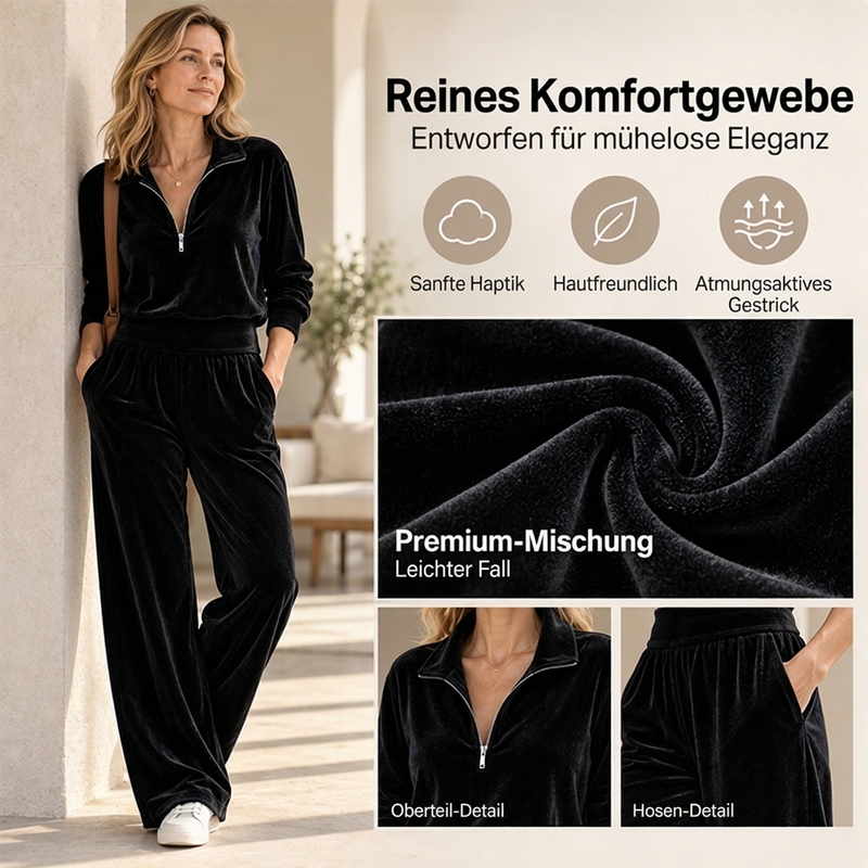 🏃‍♀️✨ Damen Retro-Zweiteiler mit Halbzip & Weitem Bein – Bequem & Trendy 🍂