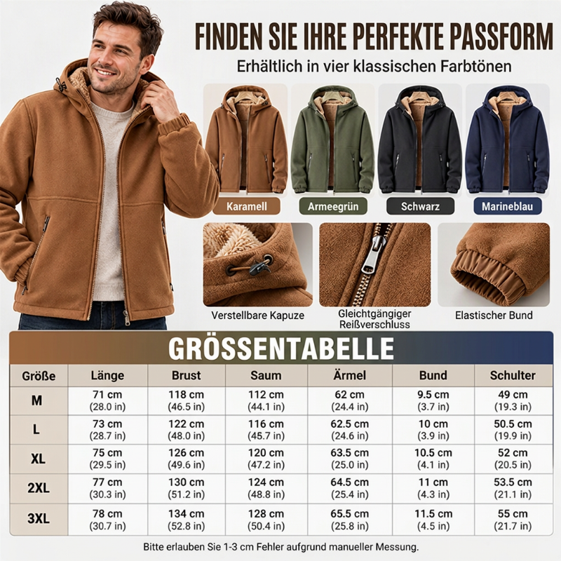 🧥✨ Herren Kapuzenjacke für die Freizeit – Warm Gefüttert, Lässig & Robust 🔥