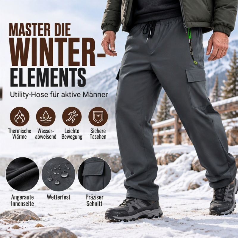 👖✨ Herren Cargohose mit Soft-Futter – Wasserdicht, Warm & Robust 🌧️