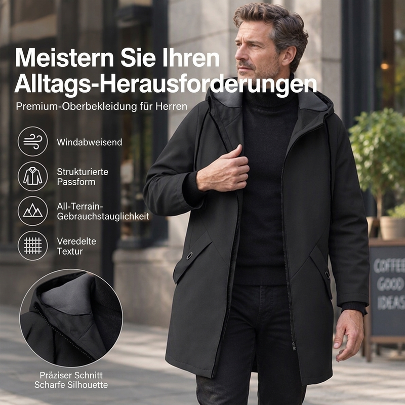 ❄️🧥 Herren Kapuzen-Trenchcoat in Mittlerer Länge – Elegant, Bequem & Vielseitig 🍂