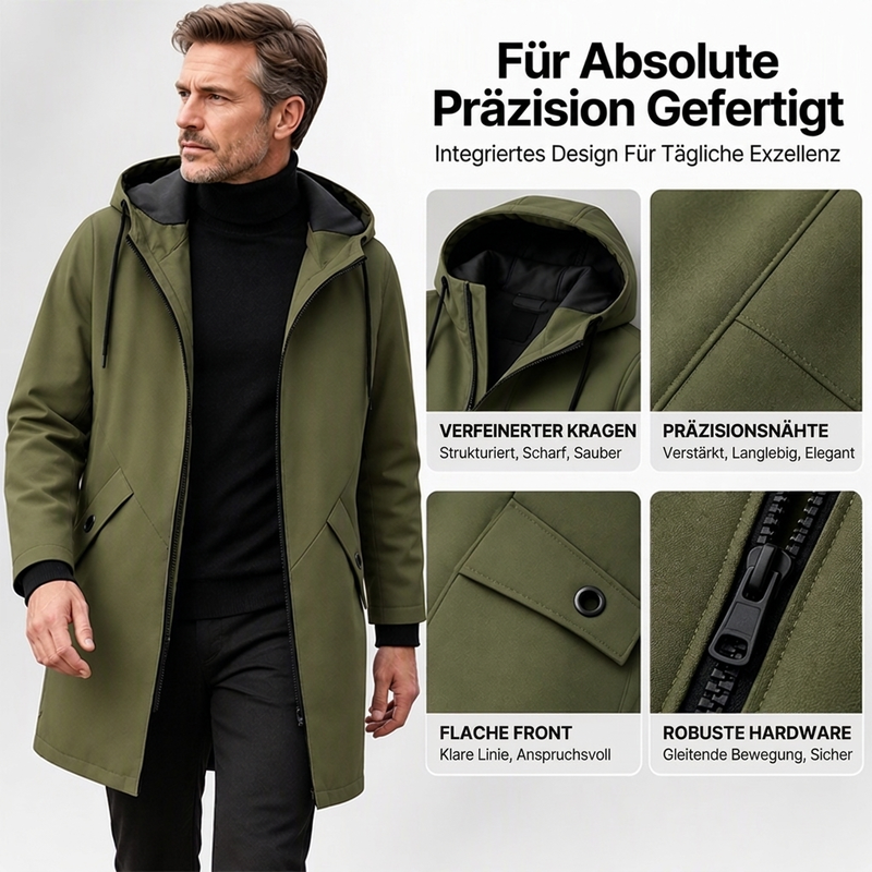 ❄️🧥 Herren Kapuzen-Trenchcoat in Mittlerer Länge – Elegant, Bequem & Vielseitig 🍂