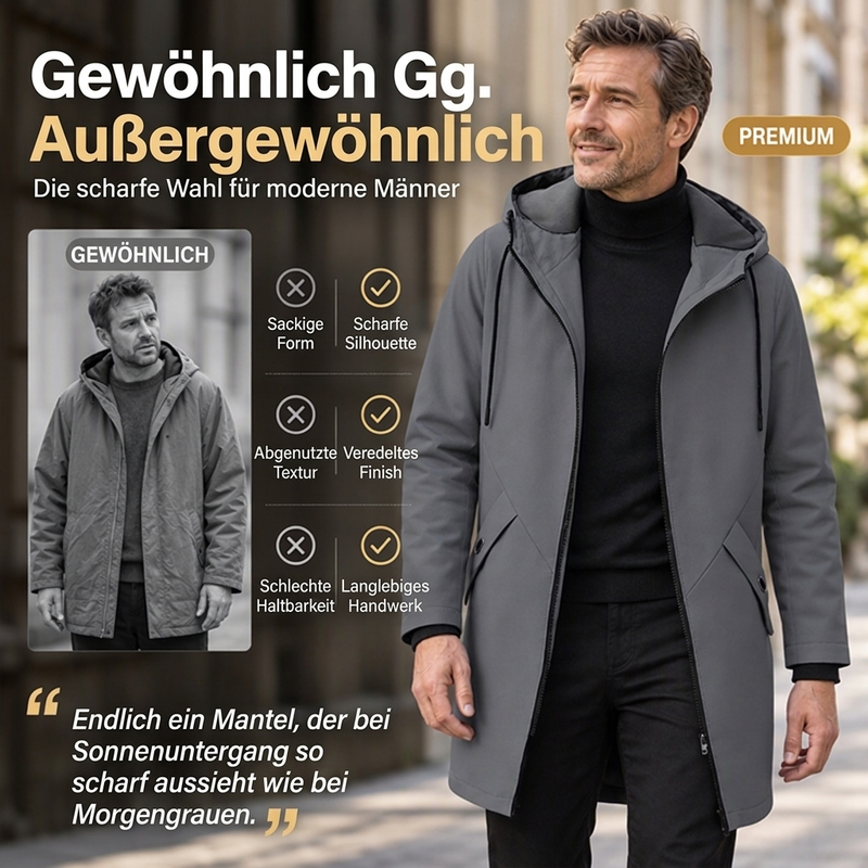 ❄️🧥 Herren Kapuzen-Trenchcoat in Mittlerer Länge – Elegant, Bequem & Vielseitig 🍂