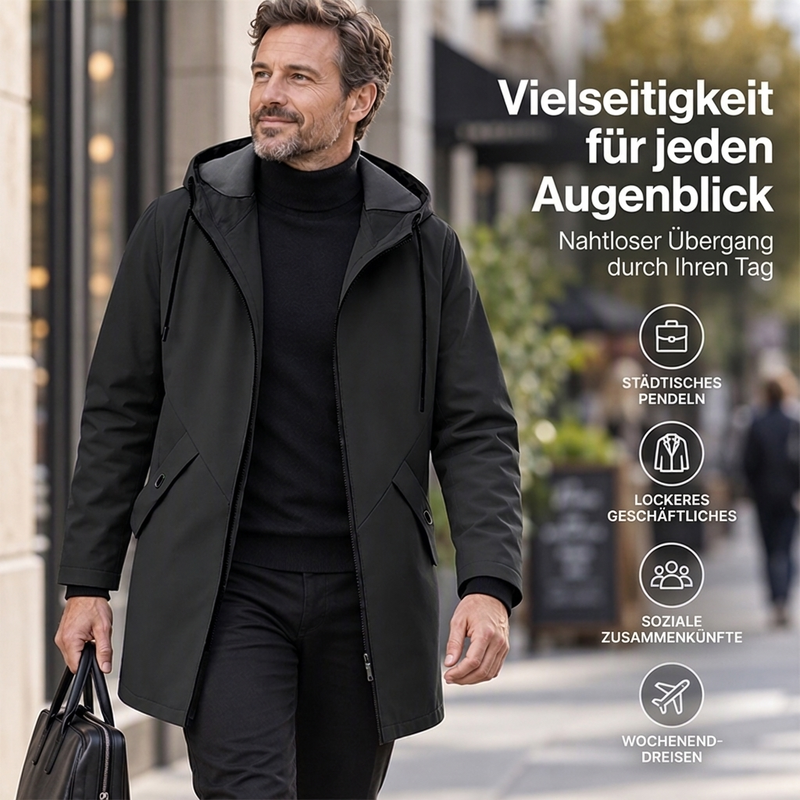❄️🧥 Herren Kapuzen-Trenchcoat in Mittlerer Länge – Elegant, Bequem & Vielseitig 🍂