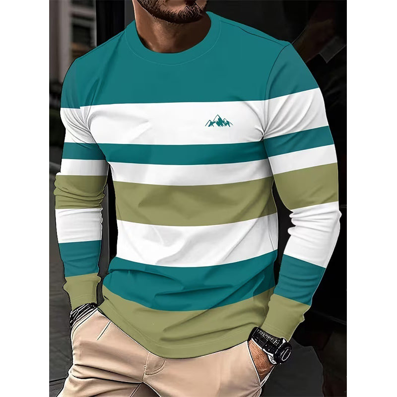 👕✨ Herren Gestreiftes Rundhals-Langarmshirt – Lässig, Vielseitig & Zeitlos 🎨
