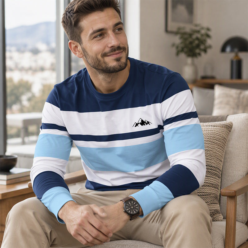 👕✨ Herren Gestreiftes Rundhals-Langarmshirt – Lässig, Vielseitig & Zeitlos 🎨