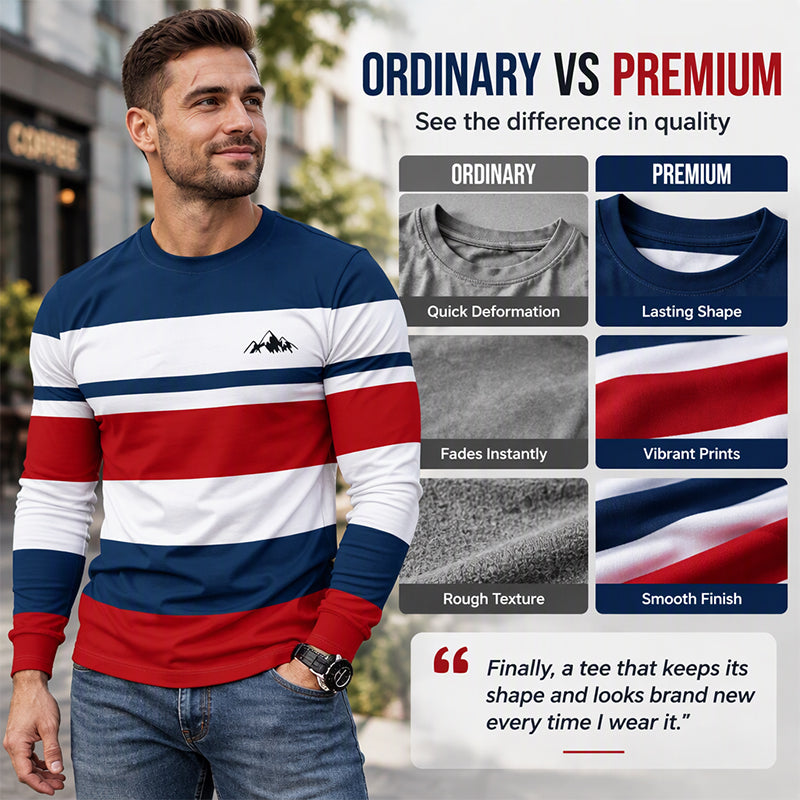 👕✨ Herren Gestreiftes Rundhals-Langarmshirt – Lässig, Vielseitig & Zeitlos 🎨